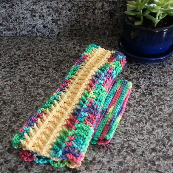 Multicolored Crochet Dish Drying Mats 100% Cotton Kitchen - Picture 9 of 15